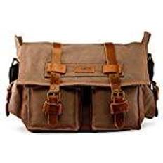 Gearonic TM Vintage look leather briefcase messenger bag laptop shoulder men satchel gray