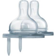 Pura 2-Pack Wide Neck Natural Vent Silicone Teat Slow Flow, Baby Bottles and Teats, Clear