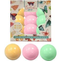 Puckator of 9 butterfly house floral garden mini bath bombs with almond oil gift