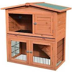 Pawhut 2 Tier Rabbit Hutch Guinea Pig Hutch Ferret Cage Ramp Out