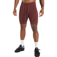 Brown - Men Tights Gymshark 315 Seamless 1/2 Shorts - Cherry Brown/Athletic Maroon