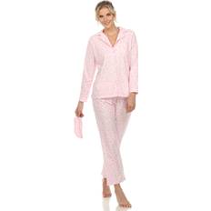 White Mark Women's Pajama Set, 3-Piece Pink Pink