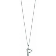 Beginnings Art Deco Initial Pendant Necklace - Silver/Transparent