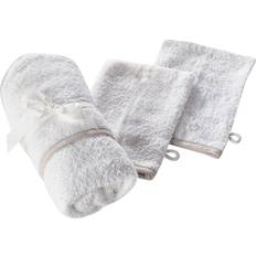 Kinder Valley Babys hooded towel and 2 pack wash mitts white luxury super soft babies towels