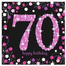 Amscan sparkling pink celebration 70th birthday party napkins pack of sg12716