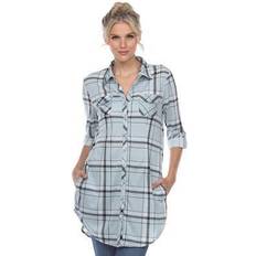 White Mark Women's Plaid Tunic Top, Medium, Blue