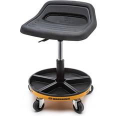 GearWrench 18 to 22 Adjustable Height Swivel Mechanics Seat with Wheels and Storage Trays