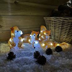 SnowTime Set Of 4 Acrylic Squirrels Up Garden Christmas Lamp