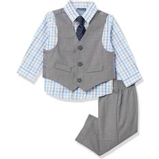 Nautica Boys' Button Down Shirts 050 Light Gray Four-Piece Sharkskin Vest Set Infant & Boys