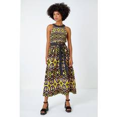 Roman Geometric Print Halter Neck Maxi Dress