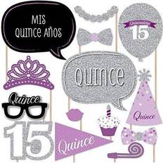 Birthdays Photoprops Big Dot of Happiness Quinceanera Purple Sweet 15 Birthday Party Photo Booth Props Kit 20 Count