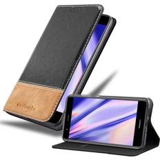 Brown Wallet Cases Cadorabo BLACK BROWN Case for Huawei P10 LITE case cover