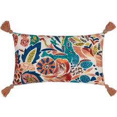 Aquess Floral Tasselled Filled Cushion Complete Decoration Pillows White