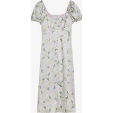 Ted Baker Dresses Ted Baker Womens Lilac Ledaah Puff-sleeve Floral-print Woven Midi Dress