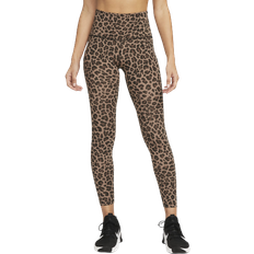 Nike Women's High Waisted Printed Leggings - Archaeo Brown/White