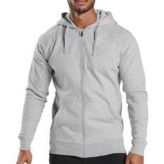 Gymshark Crest Zip Up Hoodie - Light Grey Marl