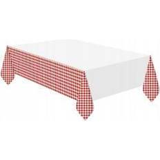 Red Table Cloths Unique Party Kunststoff-Tischdecke 2,13 m x 1,37m Rotes Gingham