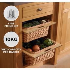 Kitchen Units Kukoo 3 x Pull out Wicker Basket Drawer 500mm Kitchen Storage Solution Brown