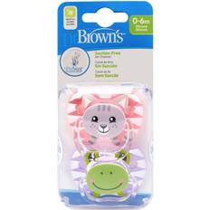 Dr. Brown's Pacifiers Dr. Brown's Prevent Soothers, Animal Faces, 0-6 Months Assorted Pink