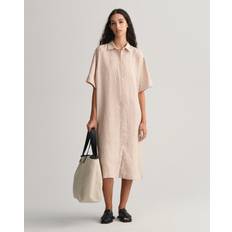 Gant Damen Kurzarm Hemdblusenkleid aus Leinen Beige