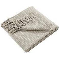 Woven Recycled Eco-Friendly Cotton Rich Fringed Blankets Natural (152.4x)