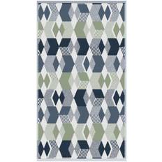 Fusion Hexagon Geo Jacquard Print Bath Towel Blue