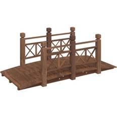 vidaXL dark brown, with wood railings Garden Bridge Ornament Pond Bridge