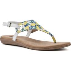 White Mountain London Women's Flat Sandals Yellow, Fab- Textile Yellow/Multi/Fab- Textile