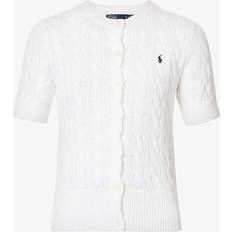 Polo Ralph Lauren White Cardigans Polo Ralph Lauren Womens White Logo-embroidered Cotton-knit Cardigan