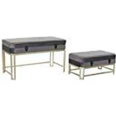 Dkd Home Decor Grey Golden Metal Settee Bench