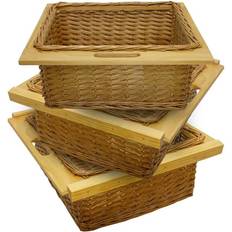 Kukoo 3 x Pull Out Wicker Kitchen Baskets 600mm Brown