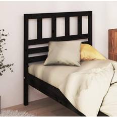 vidaXL Bed Black Solid Wood Pine Black Headboard