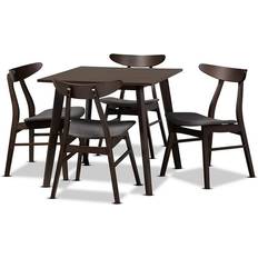 Baxton Studio FIESTA-IRON/COFFEE OAK-5PC Dining Set 2