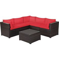 Costway 6PCS Sectional Cushioned Deck Outdoor Lounge Set