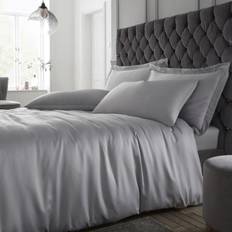 Silver Duvet Covers Catherine Lansfield Soft Satin Duvet Cover Grey, Silver