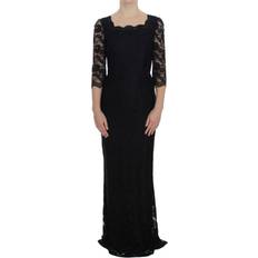 Dolce & Gabbana Floral Lace Long Ball Maxi Dress - Black