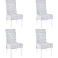 White Kitchen Chairs vidaXL Kubu Rattan Kitchen Chair 93cm 4pcs