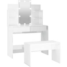 Wood Dressing Tables vidaXL LED High Gloss White Dressing Table 40x96cm