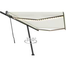 vidaXL Manual Retractable Awning with led Cream Cream