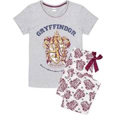 White Sleepwear Harry Potter Women's Gryffindor Long Pyjama Set - Pale Grey/White/Maroon