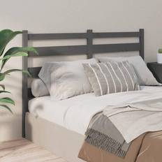 vidaXL grey, 141 Solid Wood Pine Bed Bed Headboard