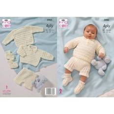 King Cole 5985 4ply Pattern Baby Sweater Pants & Bootees