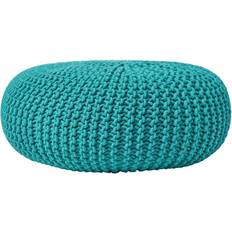 Red Stools Homescapes Teal Green Large Knitted Footstool Pouffe
