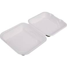 Eco-Products Sugarcane Hinged Lid 1 Compartment Clamshell Carry-Out Container, White, 200/Carton ECOEPHC91 White