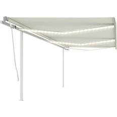 vidaXL Manual Retractable Awning with led 6x3.5 Cream Cream