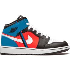 Nike Air Jordan 1 Mid GS - Black/White/Blue Orbit/Flash Crimson