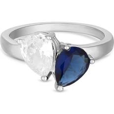 Jon Richard Rhodium Plated Blue And Crystal Cubic Zirconia Ring