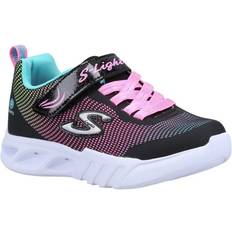 Skechers Girls Flicker Flash Trainers black/pink/blue