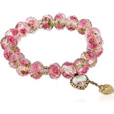 Betsey Johnson tzarina pink beads stretch bracelet