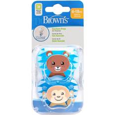 Dr. Brown's Pacifiers & Teething Toys Dr. Brown's Prevent Soothers, Animal Faces, 6-18 Months Assorted Blue